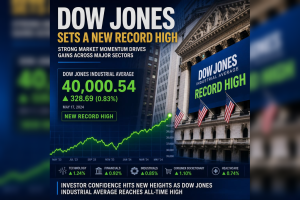 The Dow Jones is higher today after setting a new record.
