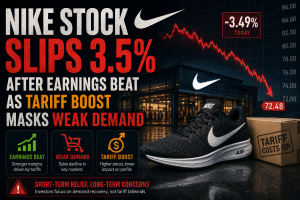 Nike Stock Slips 3.5% After Earnings Beat as Tariff Boost Masks Weak Demand