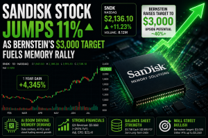 SanDisk Stock Jumps 11% as Bernstein’s $3,000 Target Fuels Memory Rally