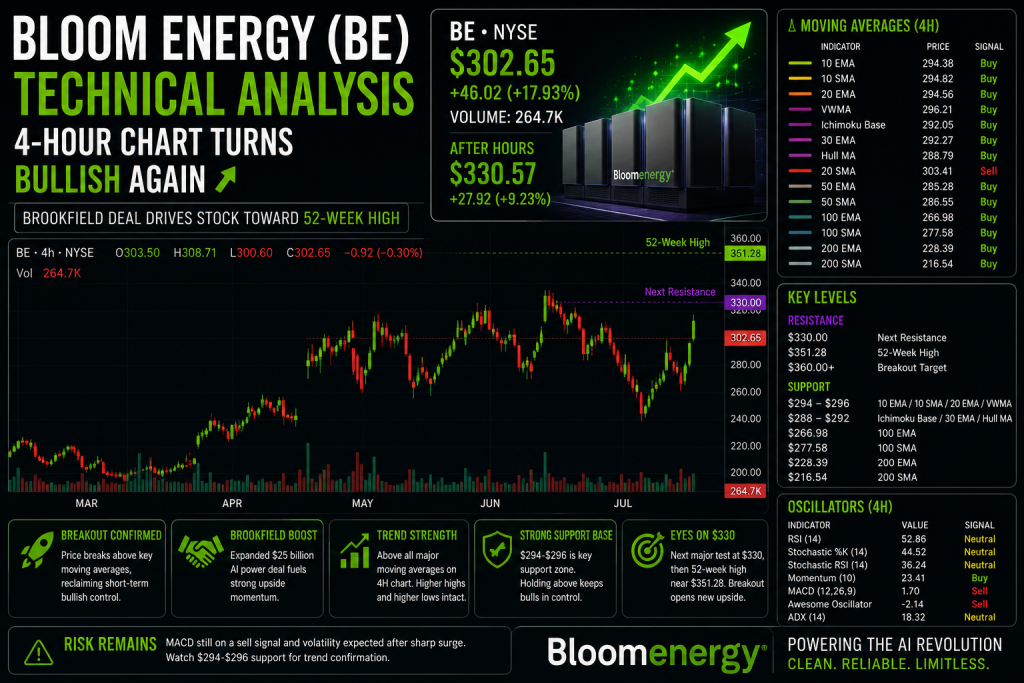 Bloom Energy Stock Surges 20% as Brookfield Expands AI Power Deal to $25 Billion