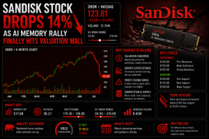 SanDisk Stock Drops 14% as AI Memory Rally Finally Hits Valuation Wall