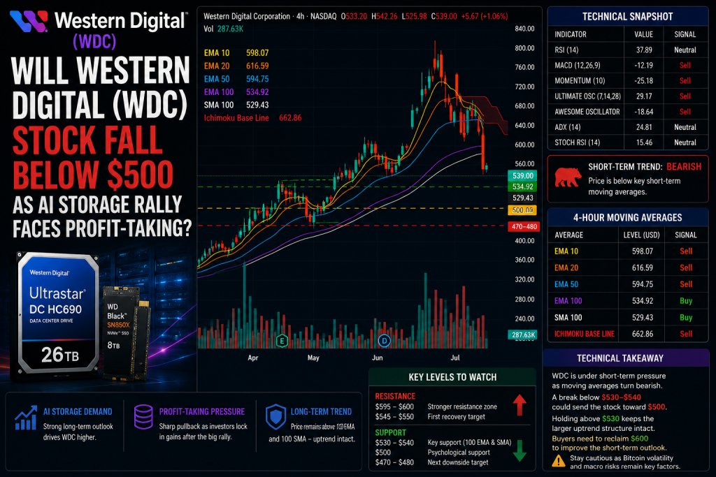 Will Western Digital (WDC) Stock Fall Below $500 as AI Storage Rally Faces Profit-Taking?