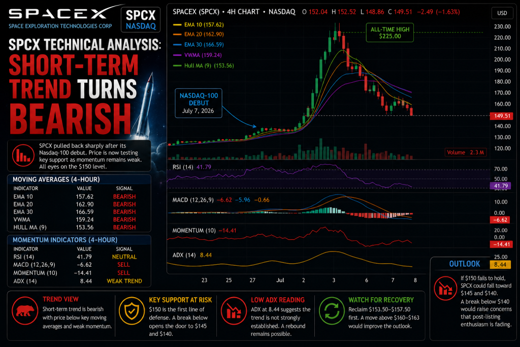 Will SPCX Stock Fall Toward $140 After SpaceX's Nasdaq-100 Debut Triggers Selloff?