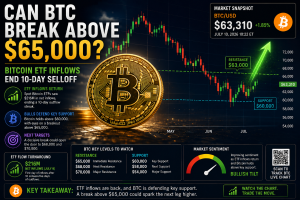 Can BTC Break Above $65,000 as Bitcoin ETF Inflows End 10-Day Selloff?