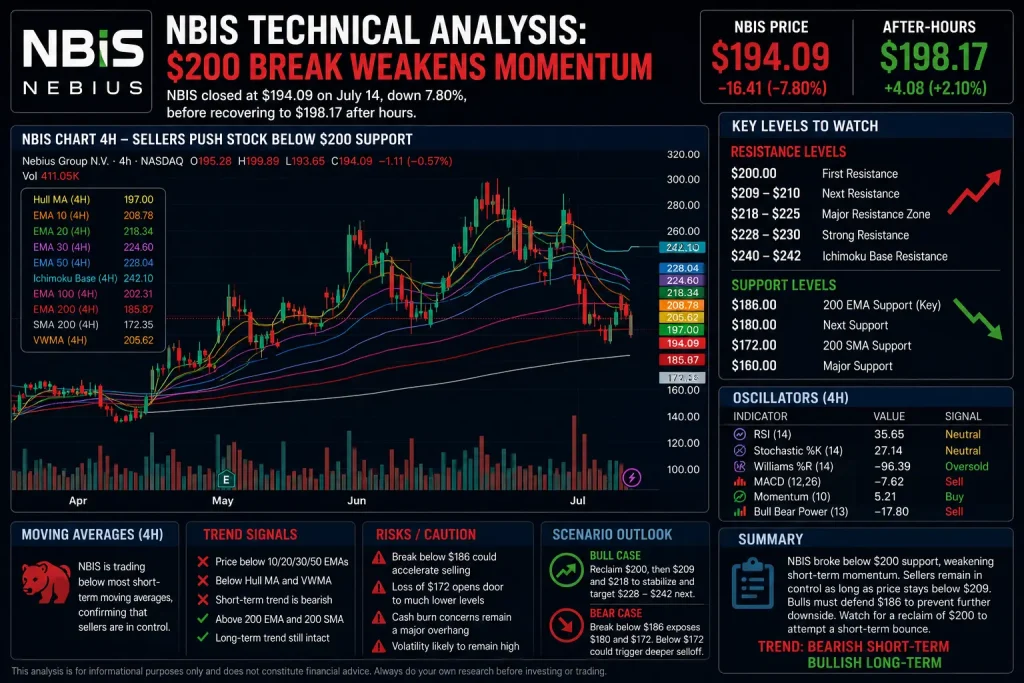NBIS Stock Breaks Below $200 as $1B Reflection AI Deal Fails to Calm Cash Burn Fears