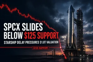SPCX Slides Below $125 Support as Starship Delay Puts SpaceX's $1.8 Trillion Valuation Under Pressure