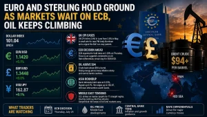 Euro and Sterling Hold Ground as Markets Wait on ECB, Oil Keeps Climbing