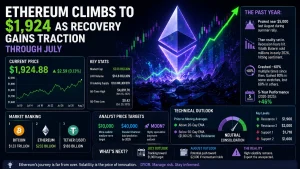Ethereum Climbs to $1,924 as Recovery Gains Traction Through July