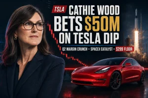 Cathie Wood Bets $50M on Tesla Dip: Q2 Margin Crunch, SpaceX Catalyst, and $299 Floor