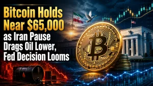 Bitcoin Holds Near $65,000 as Iran Pause Drags Oil Lower, Fed Decision Looms