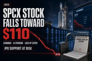 SPCX Stock Falls Toward $110 as Earnings, AI Spending and Lock-Up Expiry Threaten IPO Support