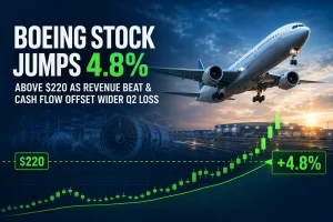 Boeing Stock Jumps 4.8% Above $220 as Revenue Beat and Cash Flow Offset Wider Q2 Loss
