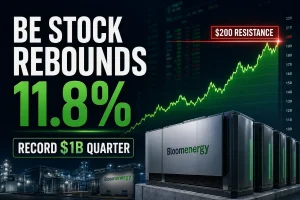 BE Stock Rebounds 11.8% After Bloom Energy's Record $1 Billion Quarter, but $200 Resistance Looms