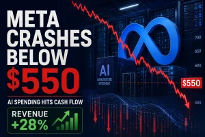 META Stock Crashes Below $550 as AI Spending Wipes Out Cash Flow Despite 28% Revenue Growth