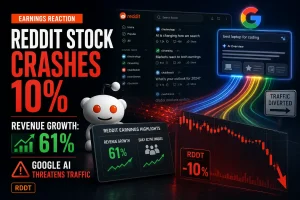 Reddit Stock Crashes 10% Despite 61% Revenue Growth as Google AI Threatens Traffic